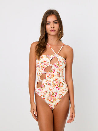 Nixy Cut Out One Piece - Peach Floral