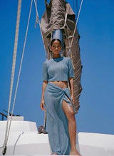 Carli Baby Tee - Steel Blue