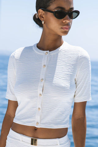 Lisa Swim Cardigan - Cloud Jacquard