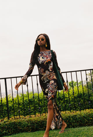 Payton Dress - Coffee Paisley