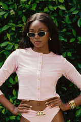 Lauren Swim Cardigan - Candy Pink Jacquard